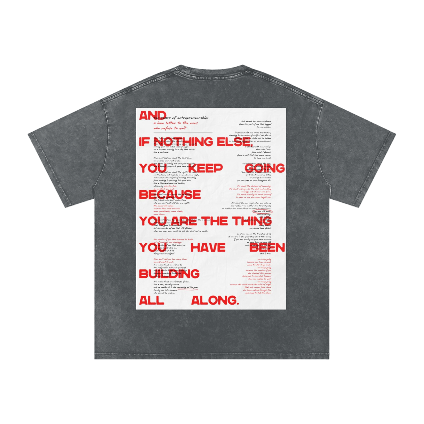 Sales Family Poem Shirt: "If nothing else keep going because you are the thing you have been building all along"